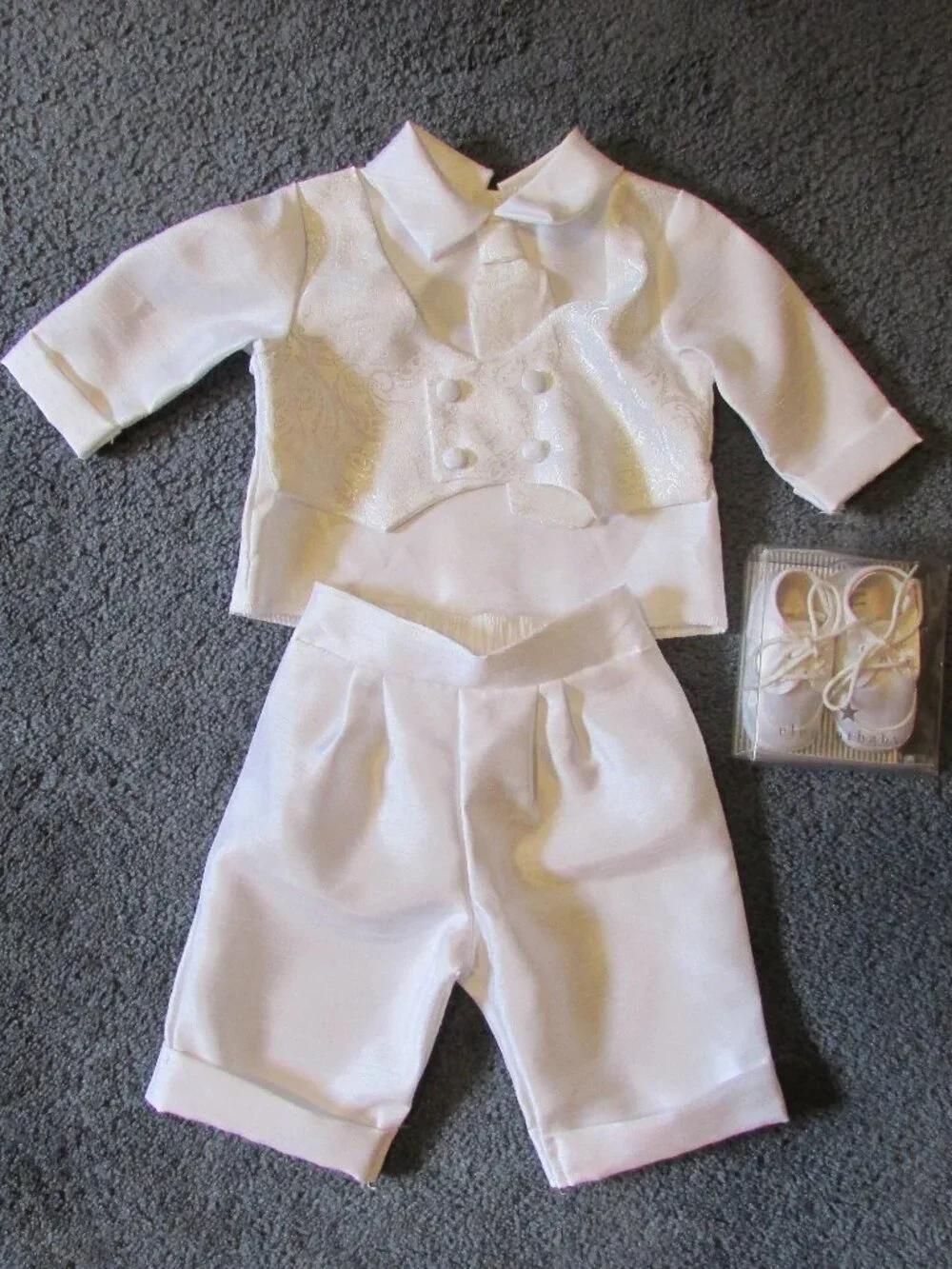 Boys Newborn 0/3 Mo Baptism Christening Vest Shirt/Pants Outfit & Shoes